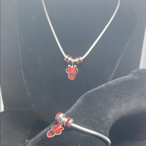 Silver and Red Jewelry Set steels